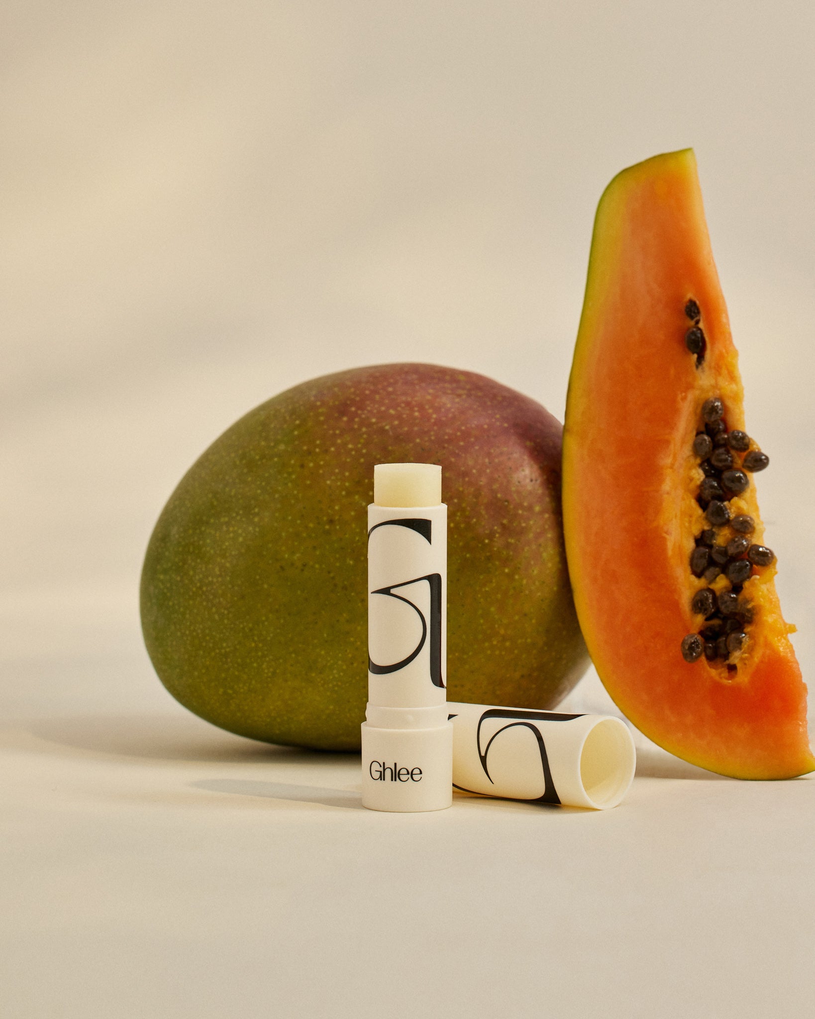 ghlee lip balm with mango papaya